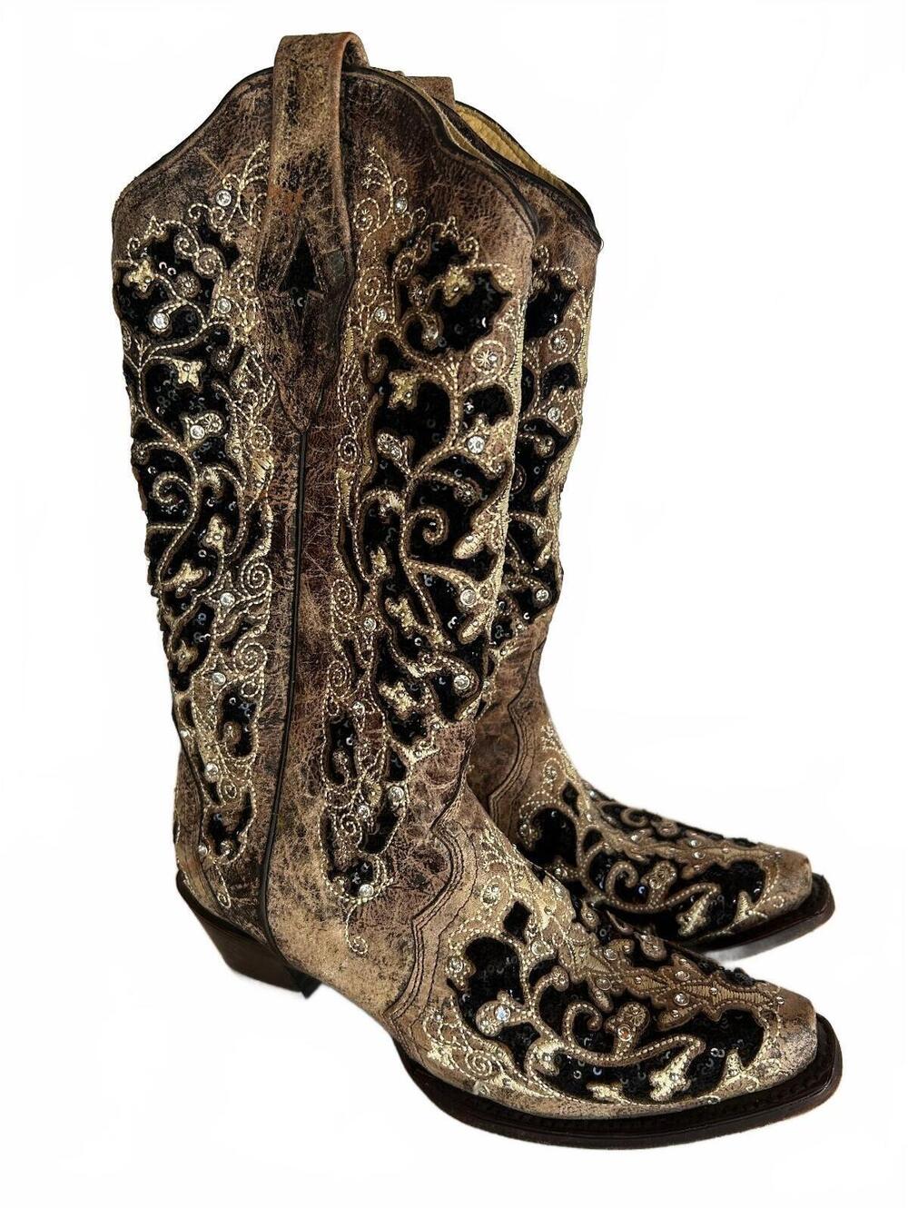 Corral Sequin Inlay Western Boots Women’s 7.5 M Cowgirl Chic